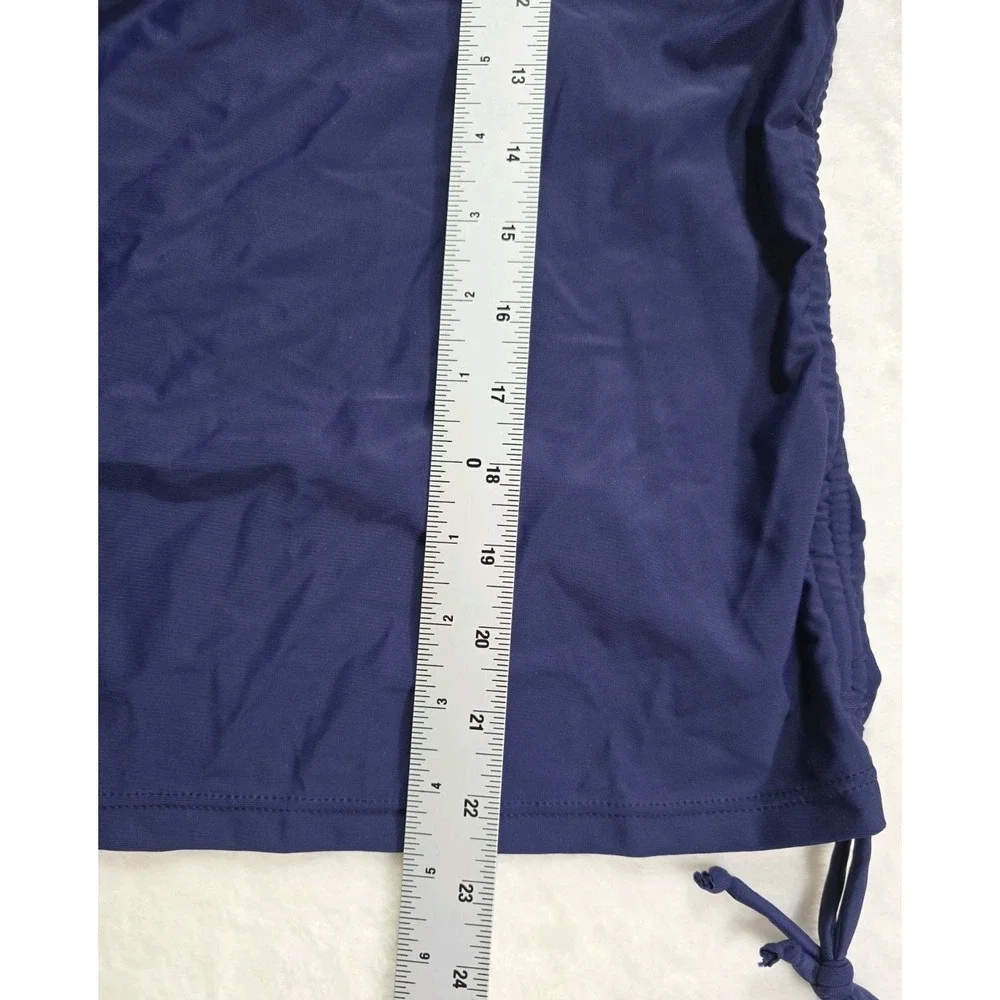 NWT Women's 2XL Navy One Shoulder Tankini Set Scallop Trim Swimwear